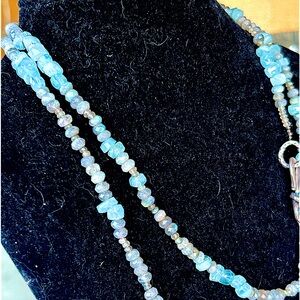 LABRADORITE & AQUAMARINE NECKLACE Each stone picked by hand!